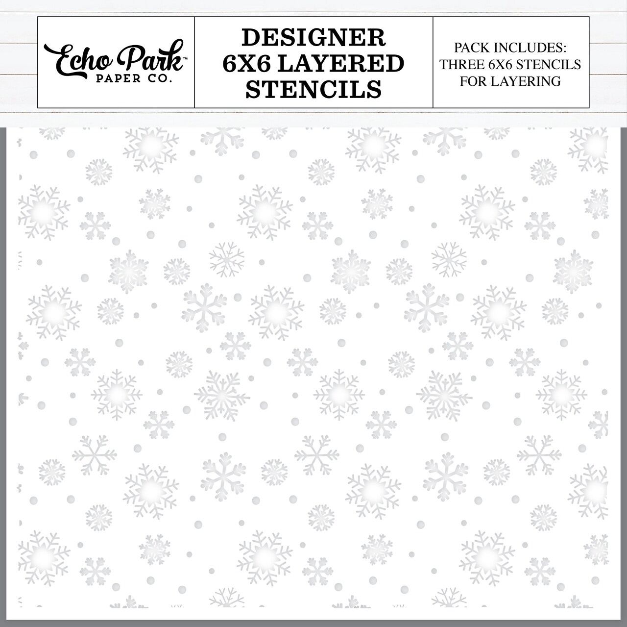 Echo Park Designer Layered Stencil 6"X6"-Winter Snowflake Sky